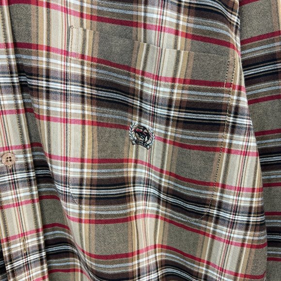 Cinch Button Down Shirt S Mens Western Plaid Brown Red Long Sleeve Embroidered - Picture 3 of 10